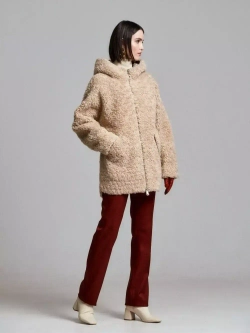 Шуба женская чебурашка тедди экомех, бежевая, SilverFox