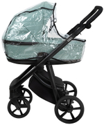 Детская коляска Roan Esso Кожа 3 в 1 с автокреслом Pituso Baesa Pro Black ESSK/214/1 Misti Mint/Grey/руч.Черный