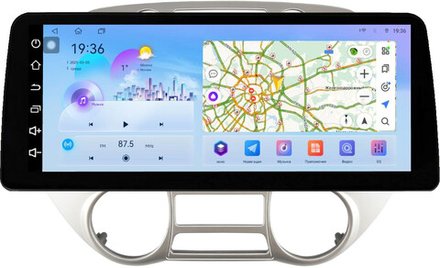Магнитола для Hyundai i20 2009-2012 (климат) - FarCar монитор 12.3" 2K QLED на Android 14, TS10, CarPlay, 4G SIM-слот
