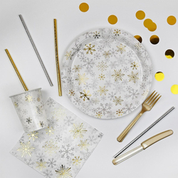 Тарелки "Белые снежинки" 23 см