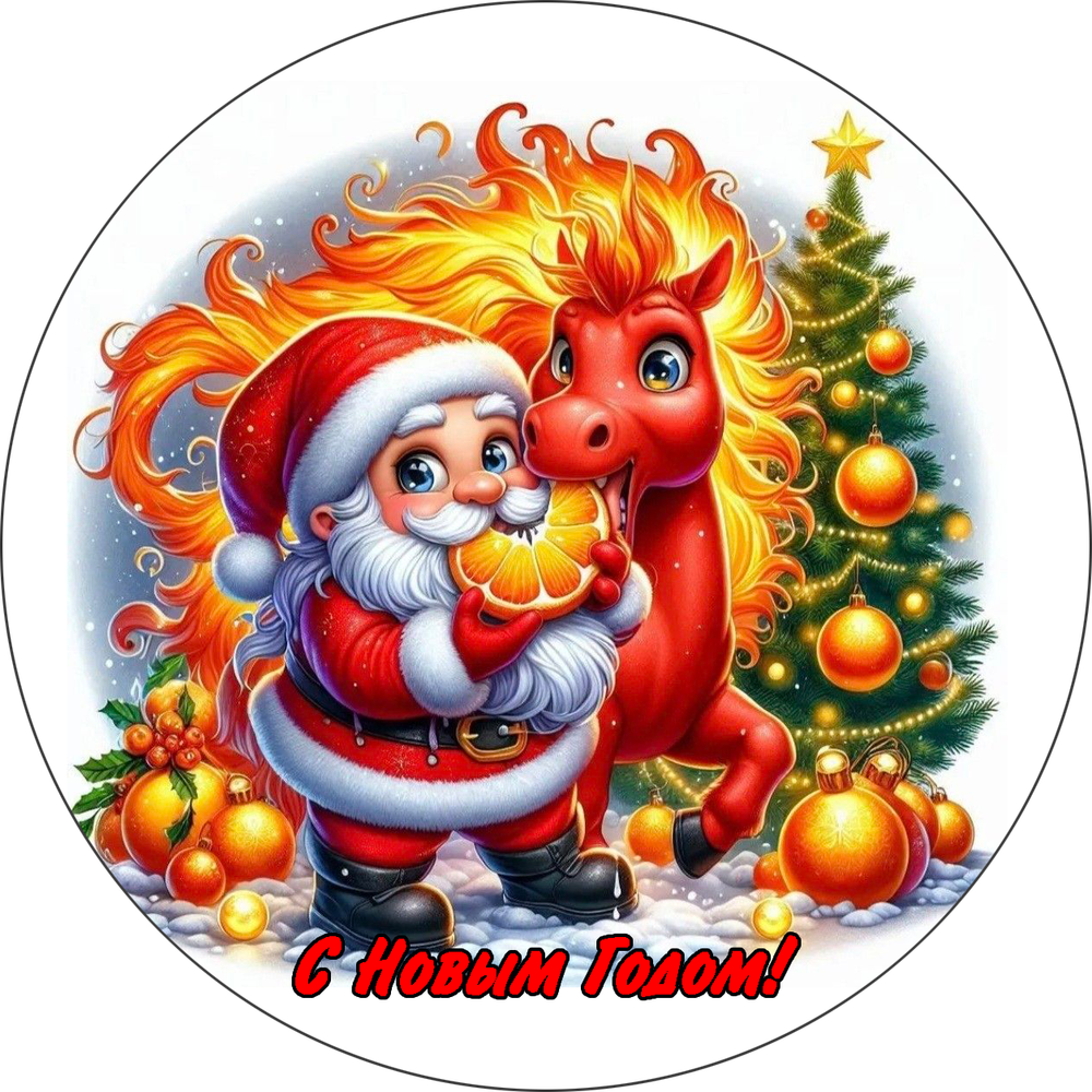 Вафельная картинка Новогодняя №2 (диаметр 14см)