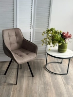 Стул М-City DISAUR Солис поворотный на 360 градусов, Федерика Стоун, искусственная замша, Черный каркас