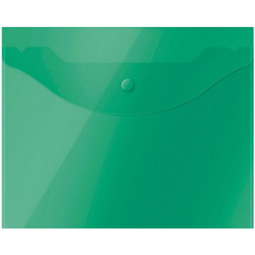 Папка-конверт на кнопке OfficeSpace А5 (190*240мм), 150мкм, полупрозрачная, зеленая И