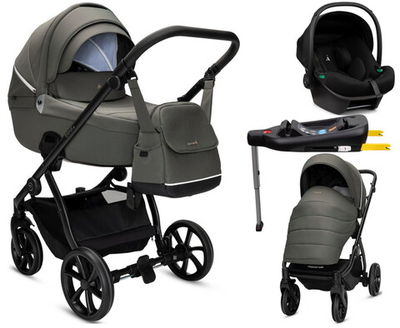 Детская коляска Noordi Fjordi V2 4 в 1 с автокреслом Terra Black и базой 1462150 Alpine Moss