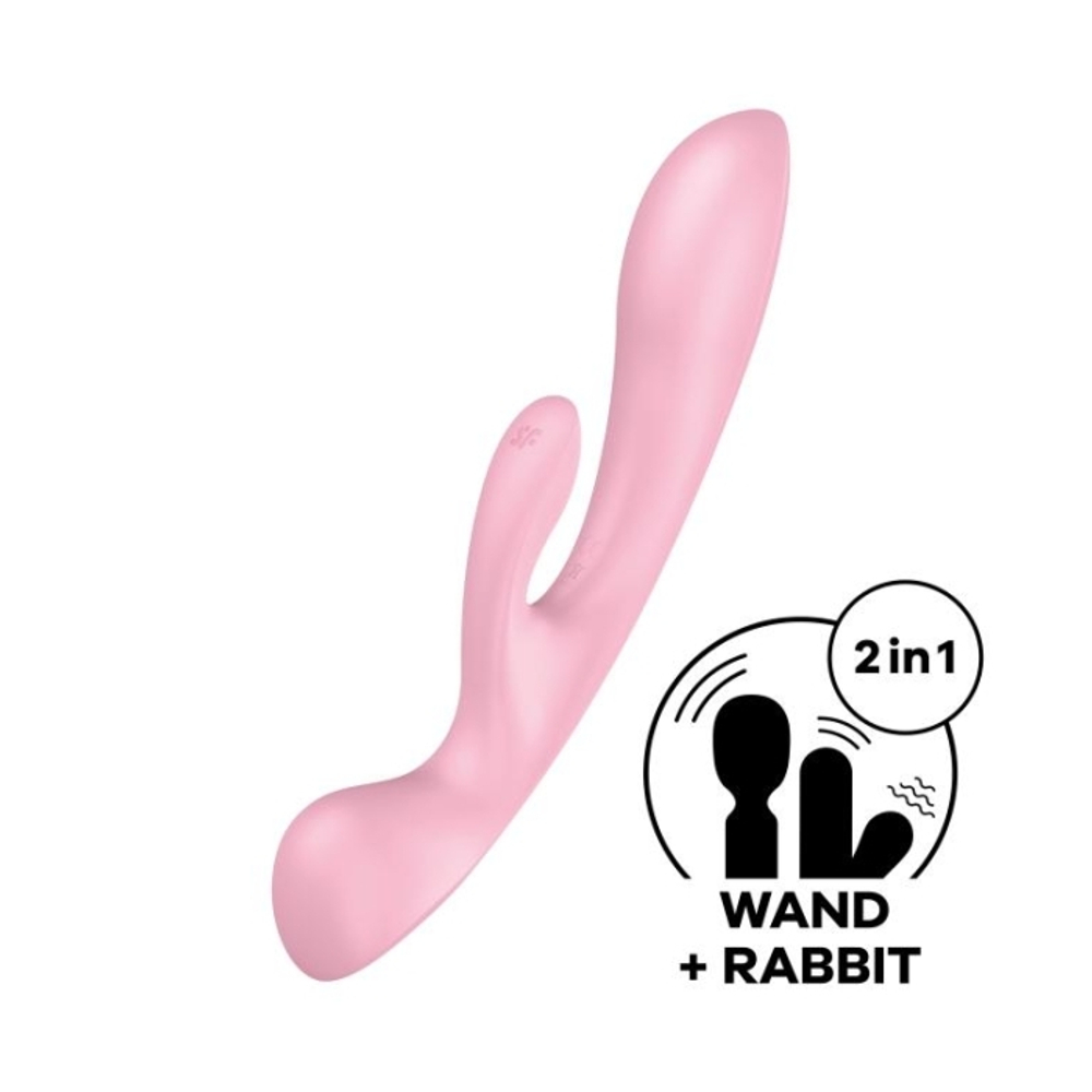 Гибкий вибратор-кролик 2 в 1 Satisfyer Triple Oh, розовый