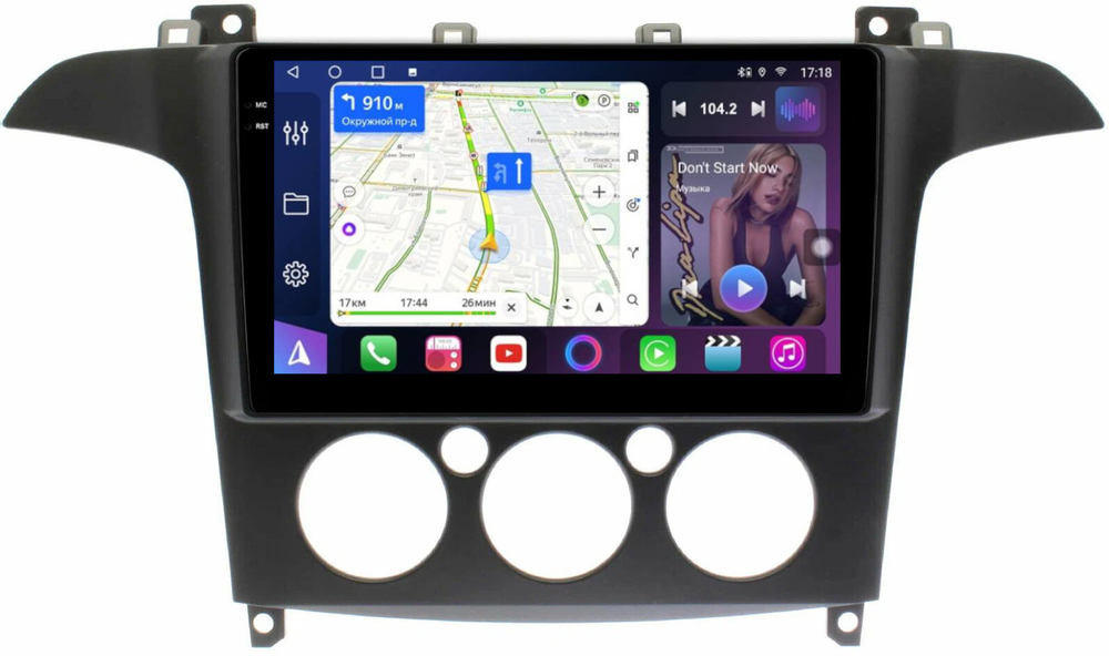 Магнитола для Ford S-Max, Galaxy 2 2006-2015 (кондиционер) - FarCar BM3028M монитор 9.5" QLED на Android 14, TS10, 4+32Гб, CarPlay, 4G SIM-слот