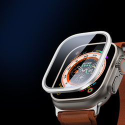 Закаленное стекло с рамками серебристого цвета от Dux Ducis для смарт часов Apple Watch Ultra 49mm, серия Flas Screen Protector Black