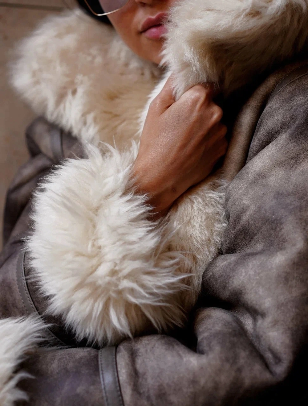 Дубленка двусторонняя шампань