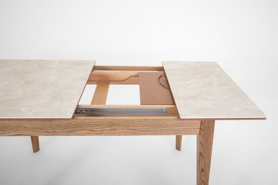 Стол Франк-М (дуб/нога венге/столешница керамика черный мрамор)