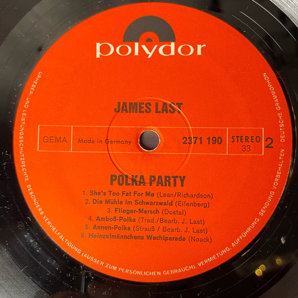 Винтажная виниловая пластинка LP James Last Джеймс Ласт Polka Party (Germany 1971)