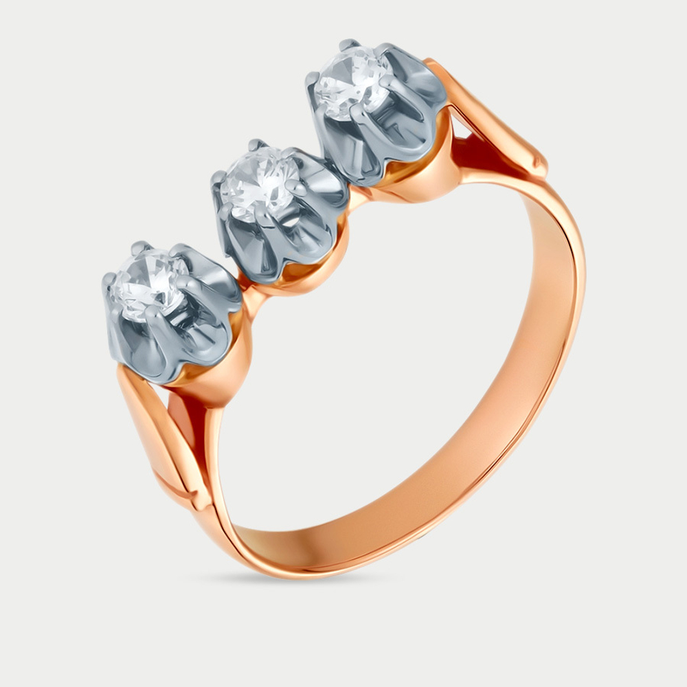 Кольцо для женщин с фианитами из розового золота 585 пробы (арт. К-024)