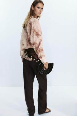 ZARA БЛУЗКА ИЗ ТКАНИ БАМБУЛА С ПРИНТОМ TIE DYE, РАЗНОЦВЕТНЫЙ