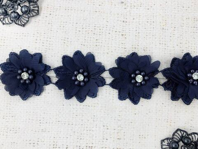 Кружево плетеное, ш. 4,5-5 см, тёмно-синий