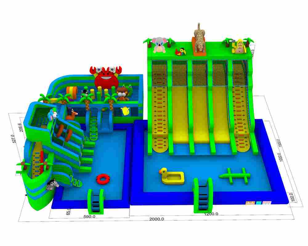 Надувной наземный аквапарк «Тропический рай», 20*15*8 м