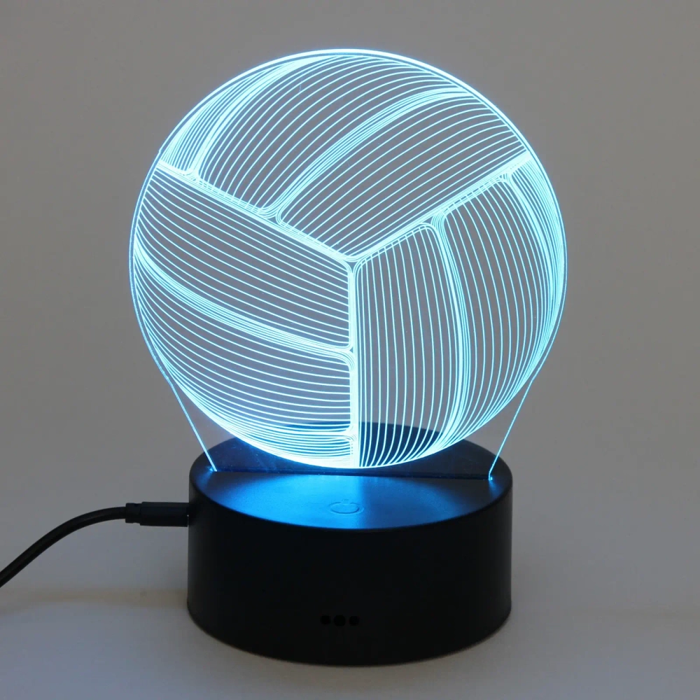 Светильник ночник «3D-Мяч» на пластиковой подставке, с включателем USB