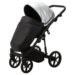 Детская коляска Adamex Mobi Deluxe 2 в 1 M-SD09 (СЕРЕБРИСТЫЙ+ЧЕРН.КОЖА)