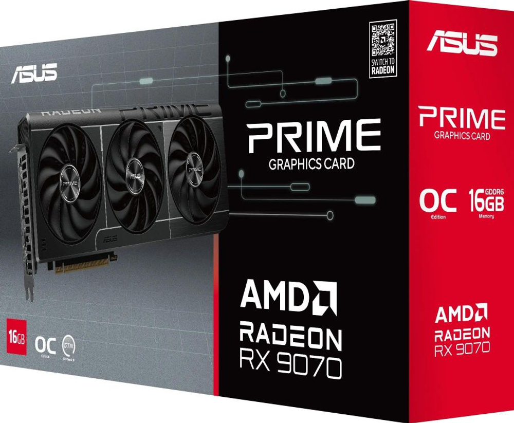 Видеокарта ASUS AMD  Radeon RX 9070 PRIME-RX9070-O16G-EVO 16ГБ PRIME, GDDR6, OC,  Ret