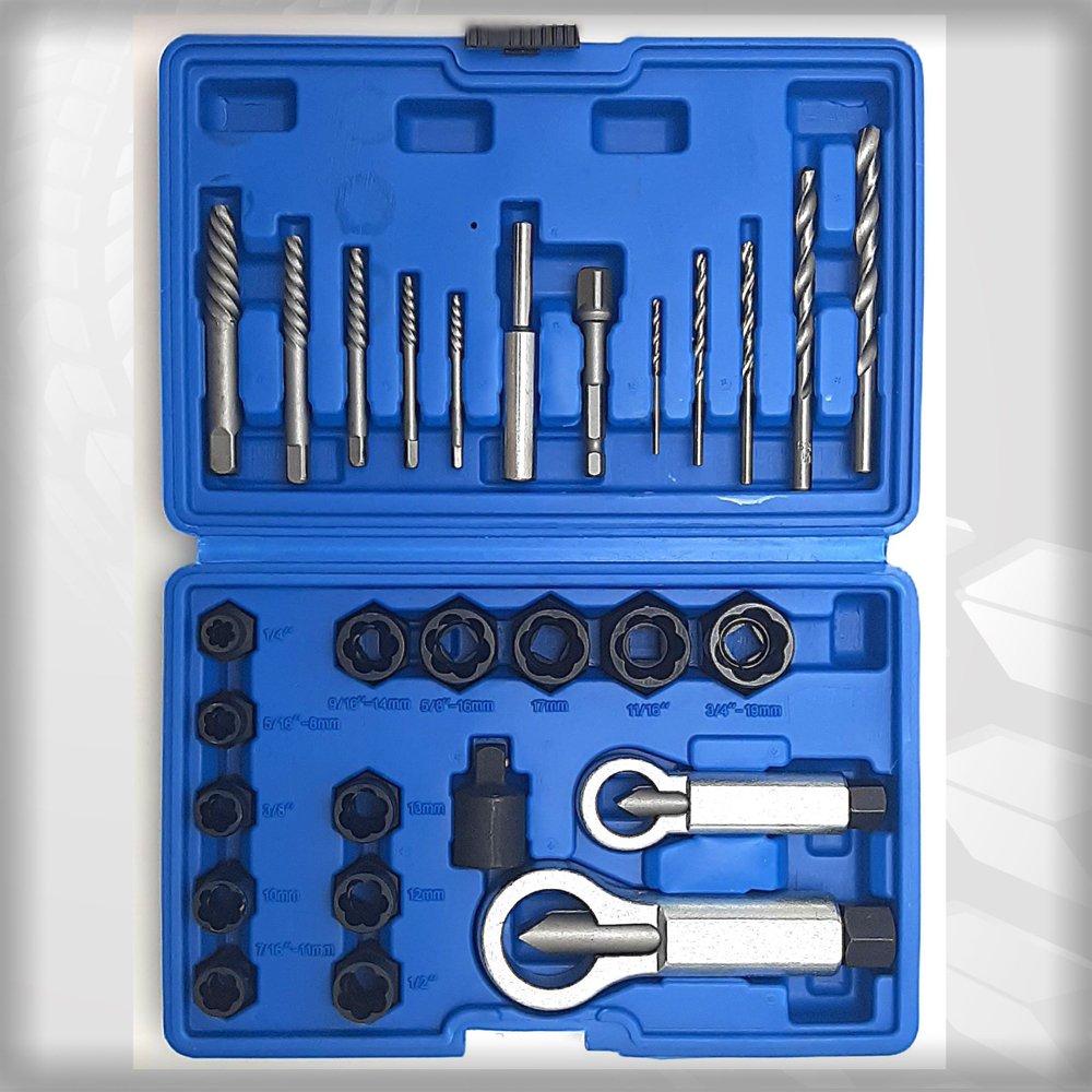 Набор экстракторов и гайколомов для поврежденных болтов и гаек 3/8" 28 предметов