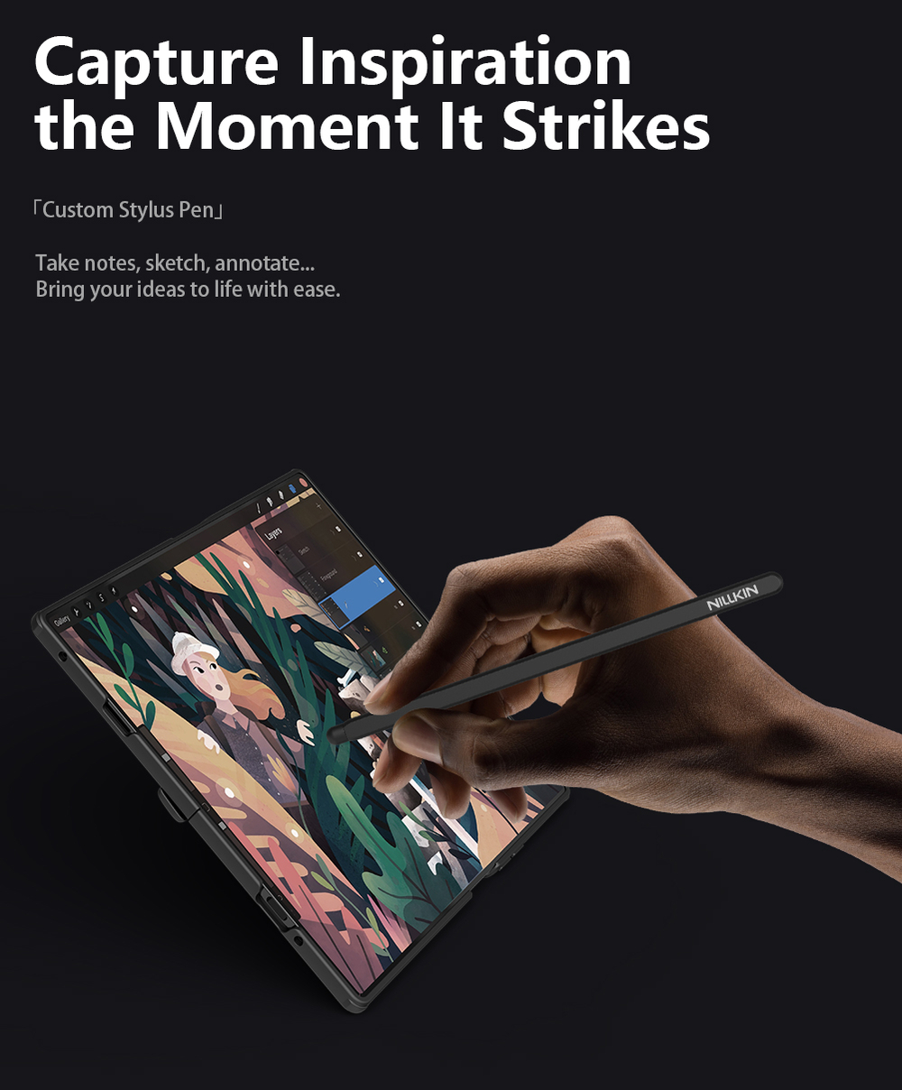 Чехол от Nillkin на Samsung Galaxy Fold 7, серия CamShield Prop (версия с металлической откидной крышкой и стилусом)