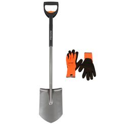 Лопата Fiskars телескопическая + перчатки 131306