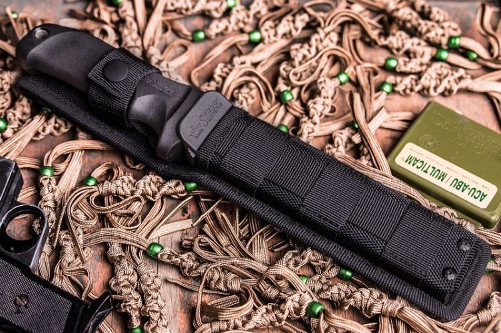 Нож Kizlyar Supreme DOMINUS AUS-8 SW BKH Camo (StoneWash, Black Kraton Handle, Camo MOLLE Sheath)