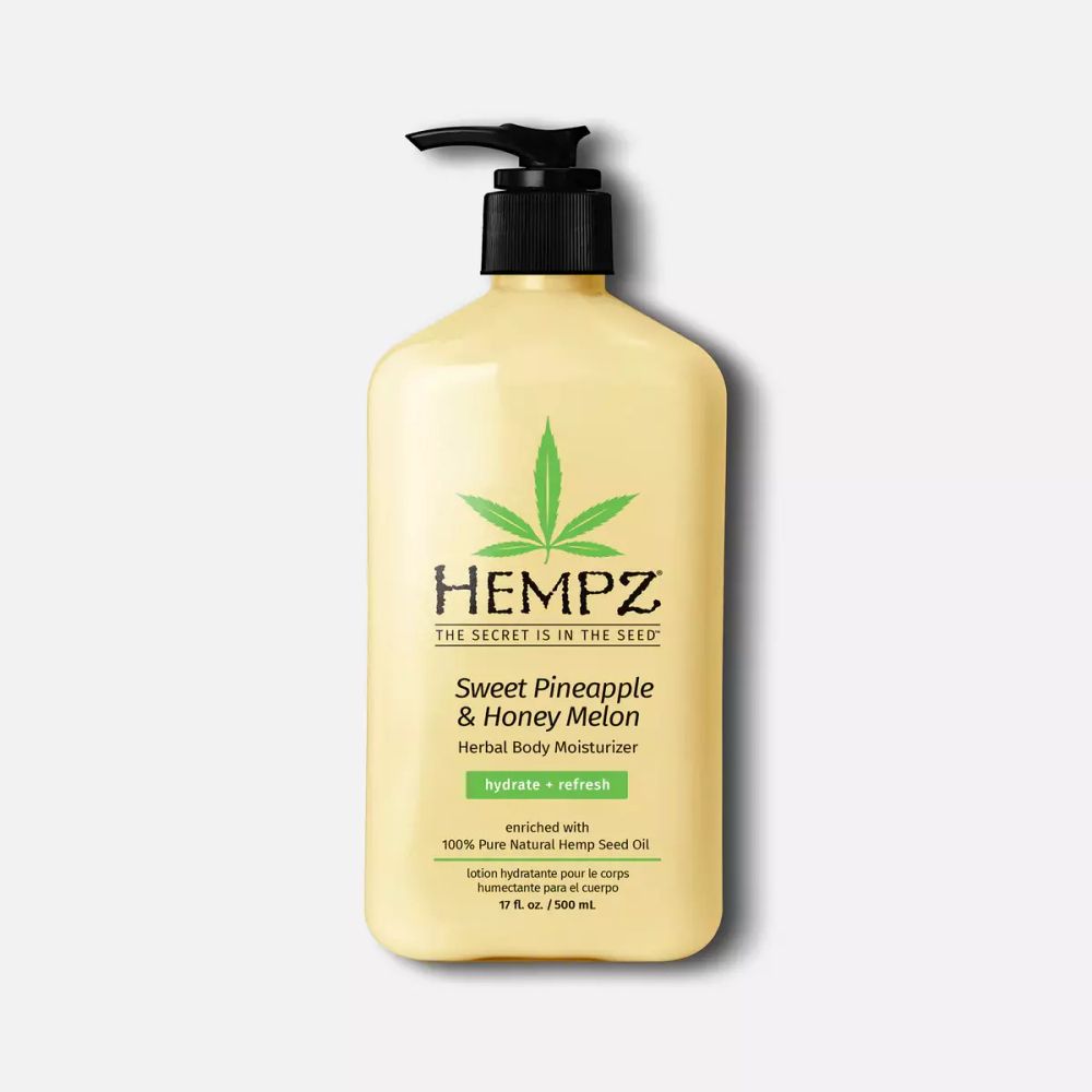 Hempz sweet pineapple &amp; honey melon herbal body moisturizer hudrate+refresh enriched with 100% pure natural hemp seed oil 500ml