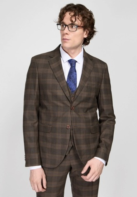 Мужской костюм тройка (темно-коричневый) В75