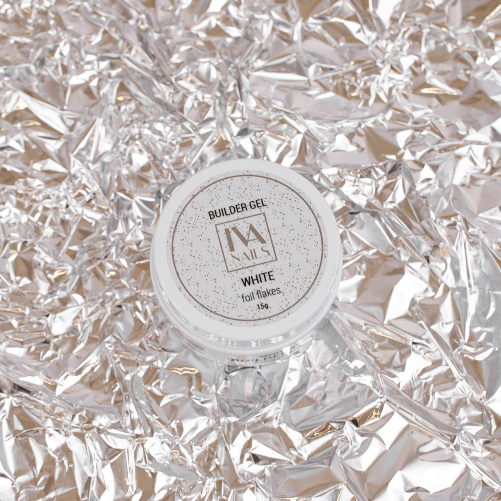 Моделирующий гель Foil Flakes WHITE, IVA NAILS, 15гр
