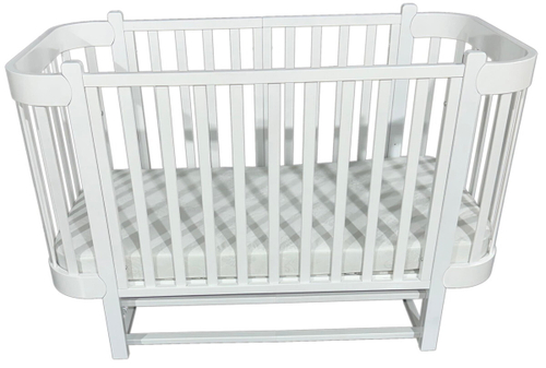 Детская кроватка Oliver Miley продольный маятник 3 в 1 белый/белый