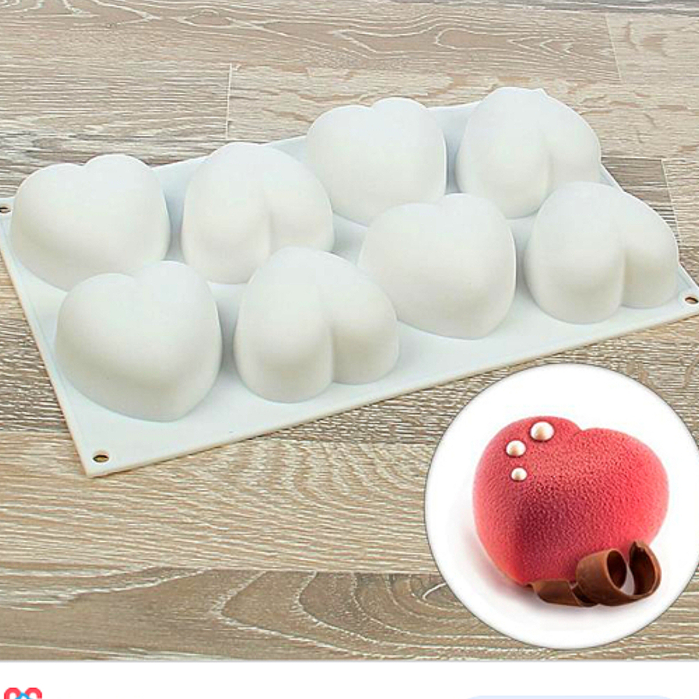 Силиконовая форма Сердце, 8 шт