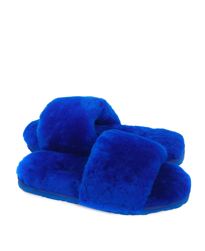 FLUFF SLIDE SLIPPER-blue