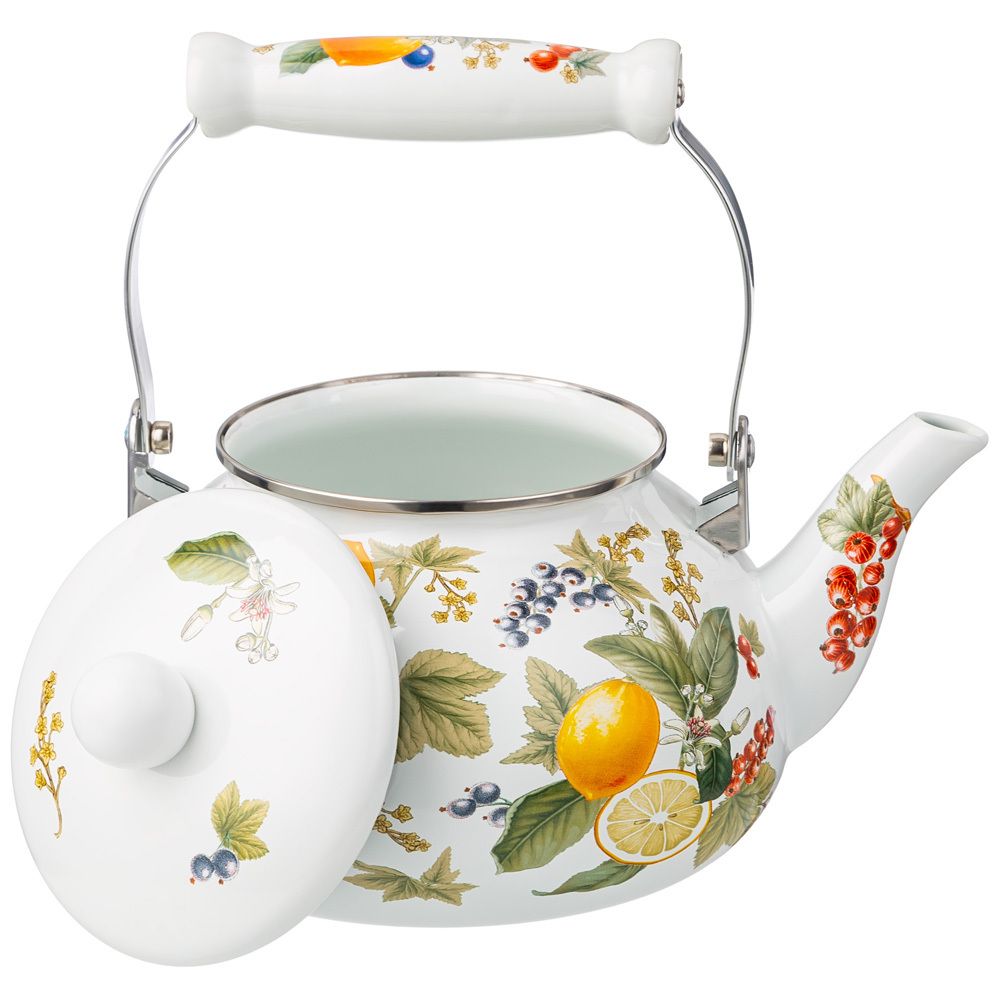 ЧАЙНИК AGNESS ЭМАЛИРОВАННЫЙ СЕРИЯ "ФРУКТОВАЯ КОРЗИНА", 2,5 Л