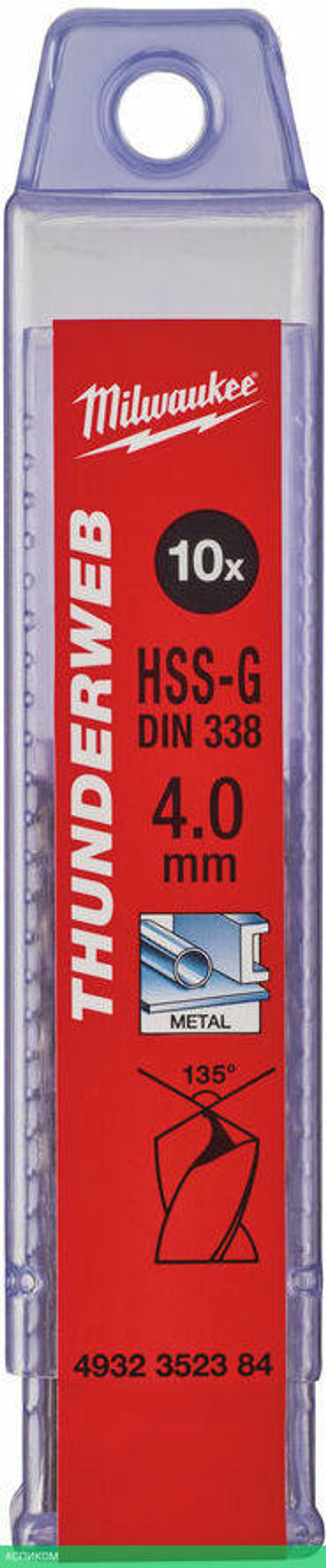 Сверло по металлу Milwaukee Thunderweb HSS-G 4x75мм 10шт (4932352384)