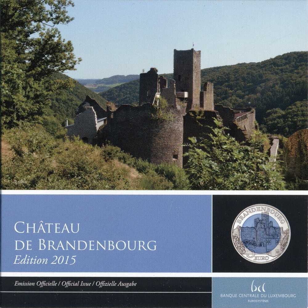 ЛЮКСЕМБУРГ, 2015, 5 ЕВРО [CHATEAU DE BRANDENBOURG] [БИМЕТАЛЛ: СЕРЕБРО + НИОБИЙ]
