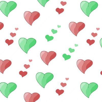 зеленые и красные  сердечки