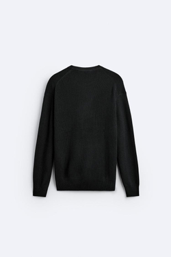 ZARA СВИТЕР ЖЕМЧУЖНОЙ ВЯЗКИ, ЧЕРНЫЙ