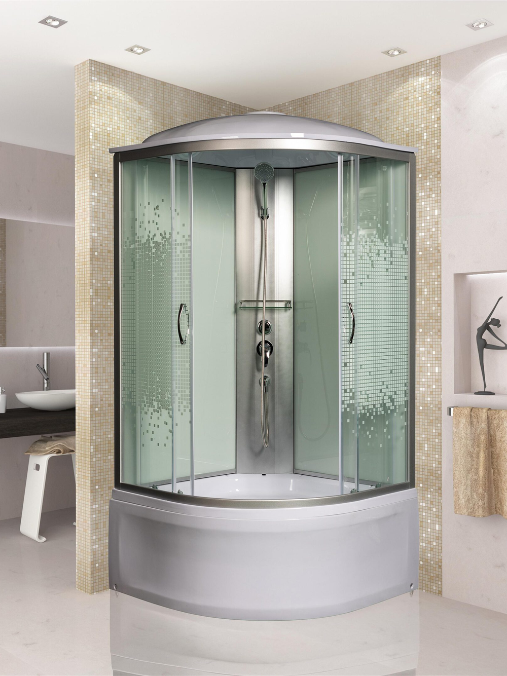 Душевая кабира  МОНОМАХ 10000005760 90/44 С МЗ, 900х900х2100, полукруг