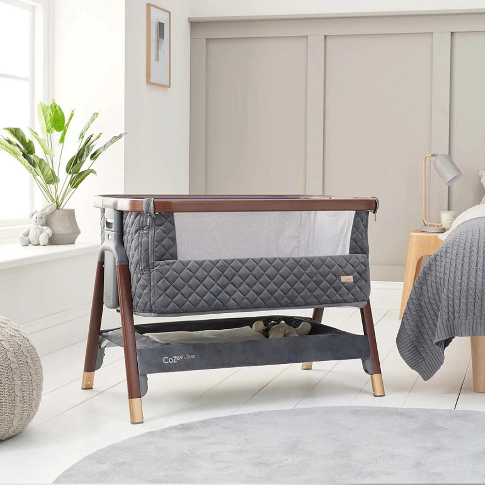 Колыбель приставная Tutti Bambini CoZee Luxe с колесами GTD Walnut/Slate