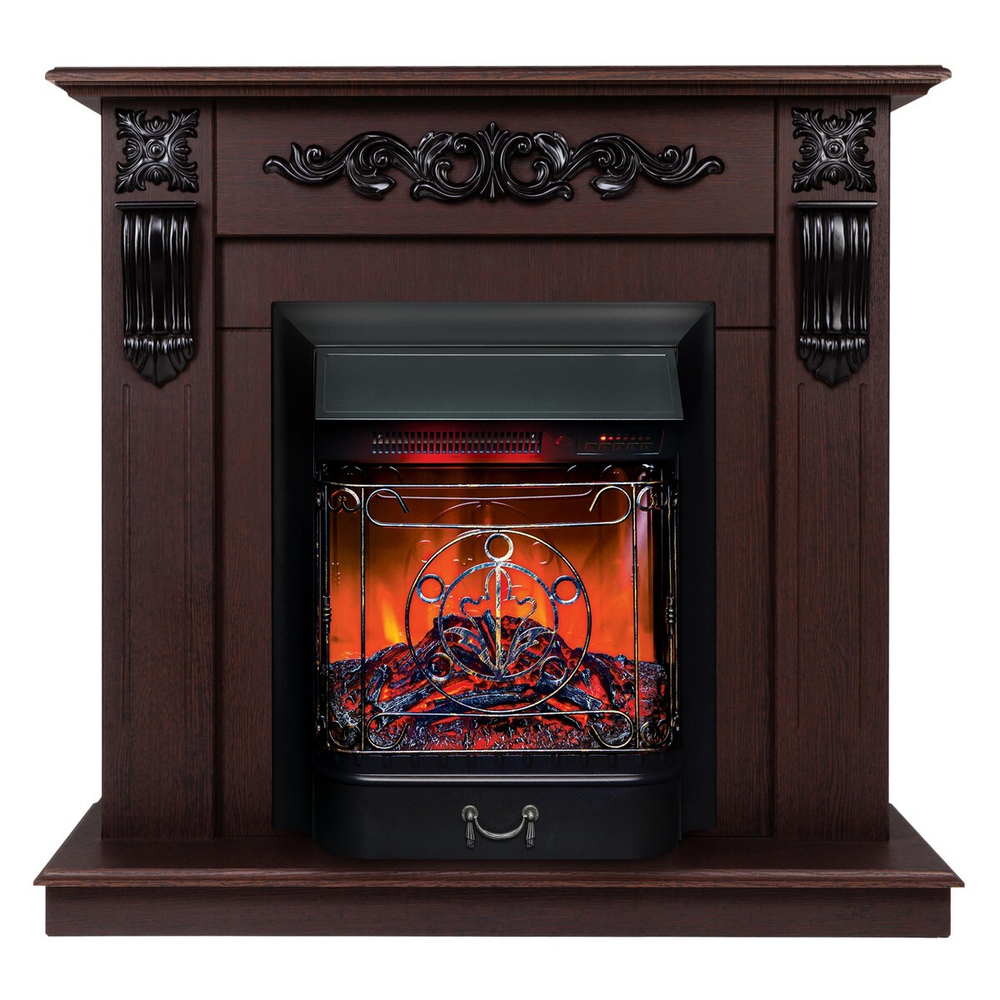 Электрокамин RealFlame Dominica DN орех с очагом Majestic Lux Black RC