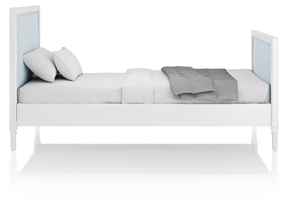 Кровать подростковая Elit (белый, голубая ткань)