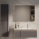 Тумба под раковину Vincea Elise 1000 подвесная, правая, 2 выкатных ящика soft close, серый матовый