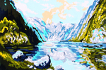 "Озеро в горах"-6128 канва с рисунком