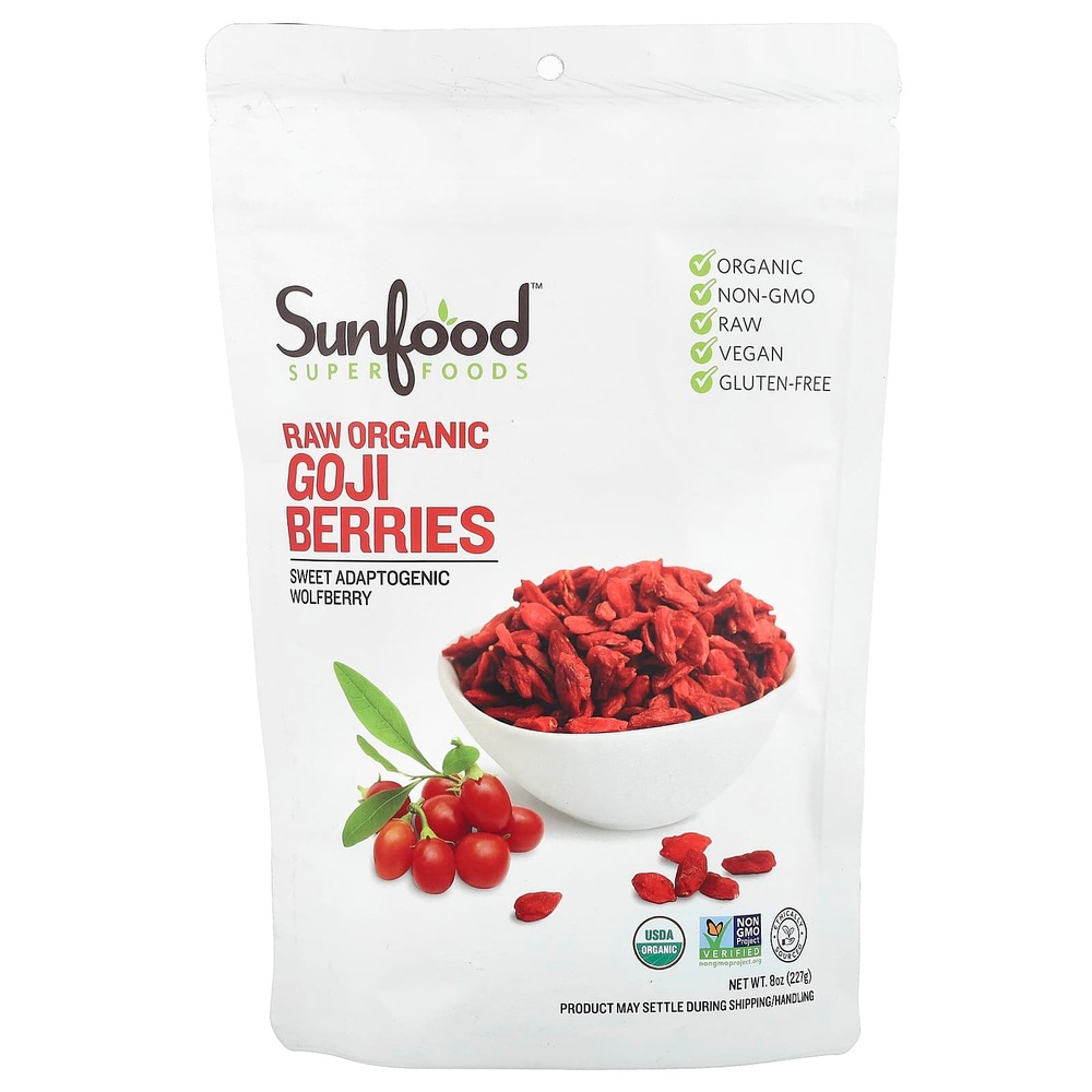 Sunfood, Сырые органические ягоды годжи, 227 г (8 унций)