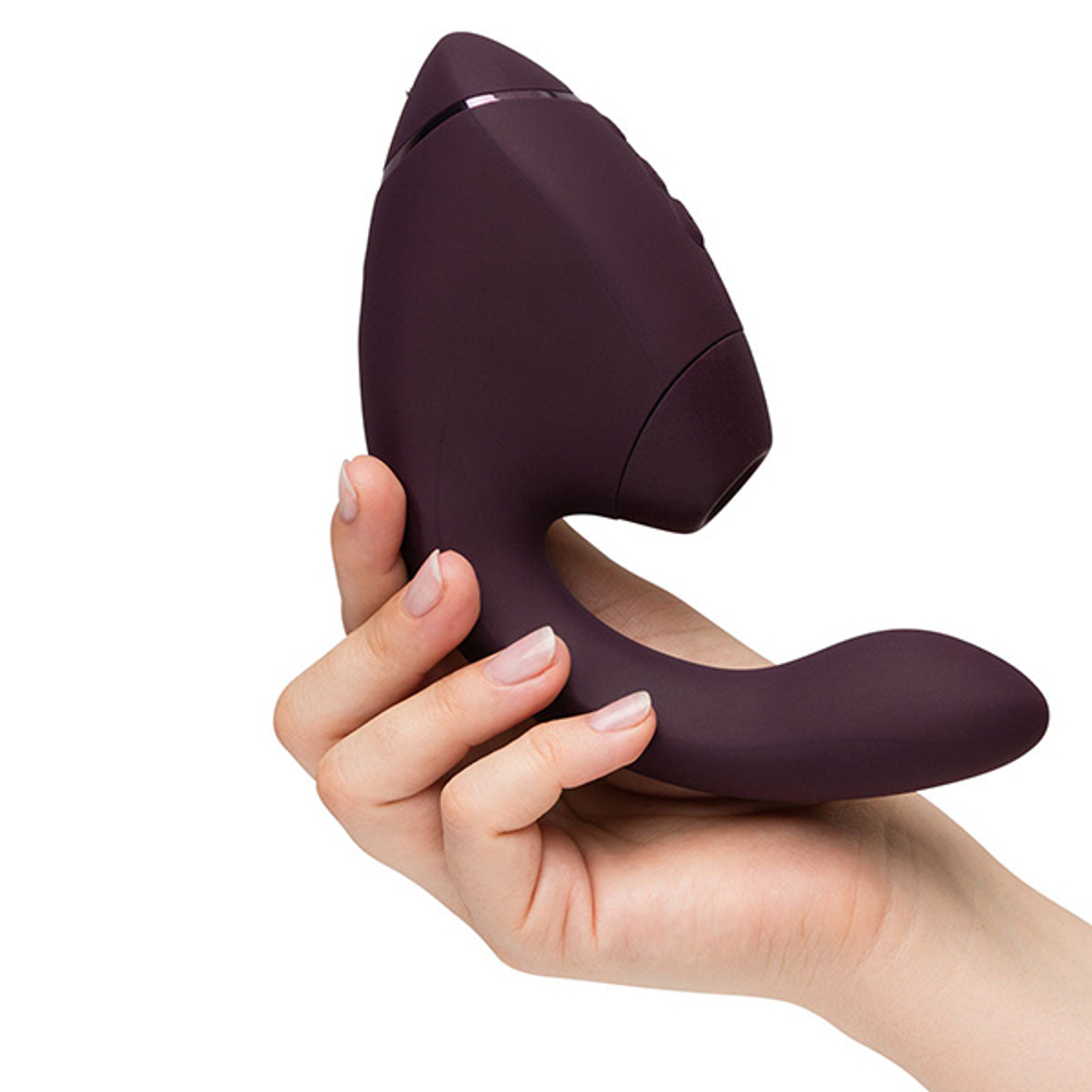 Фиолетовый вибратор 19,5см с вакуумным стимулятором Womanizer Next Duo Dark Purple WZ142SGD
