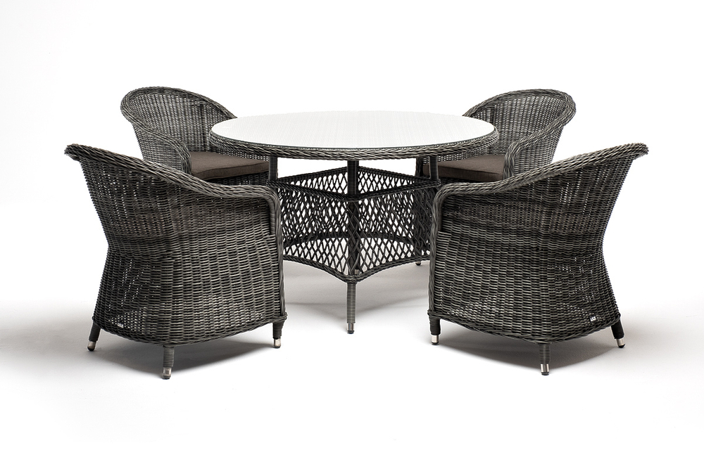 "Равенна" обеденная группа плетеная, цвет графит