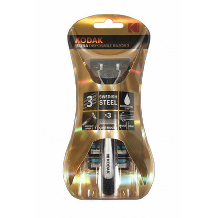 Бритвенная система Kodak Disposable Razor Ultra 3 мужская серебро/черный 3 лезвия 3 сменные кассеты