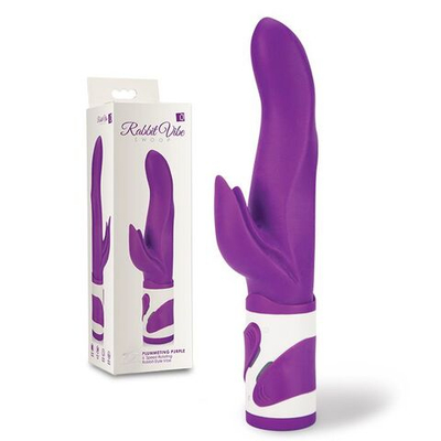 Фиолетовый вибромассажер-ротатор с клиторальным стимулятором - 23 см. (Цвет: фиолетовый)