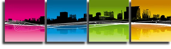 Модульная картина "Разноцветный городской пейзаж"
