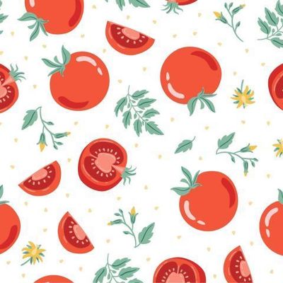 Помидоры, томаты с листочками и цветами