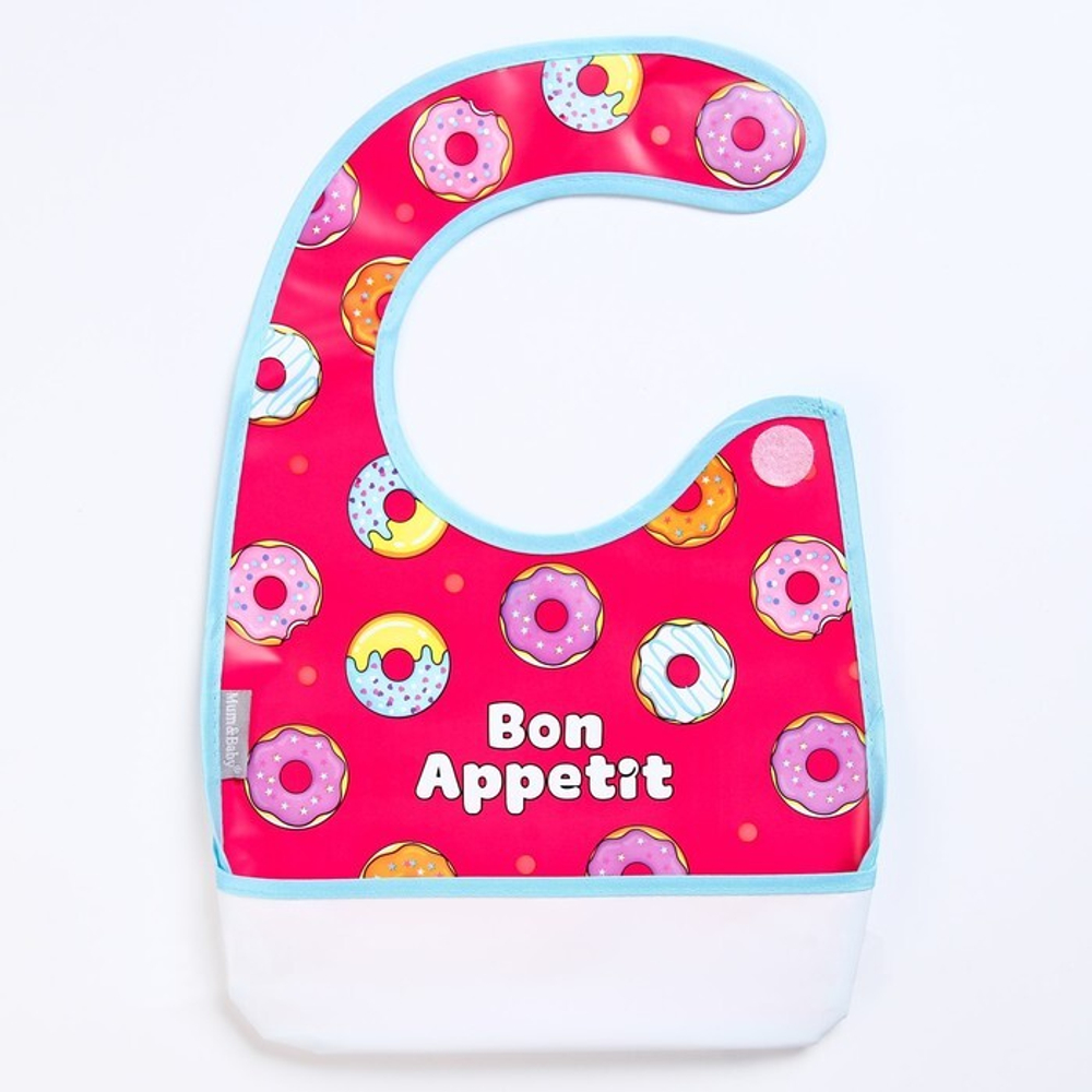 7127786 Нагрудник детский «Пончики», на липучке, с карманом